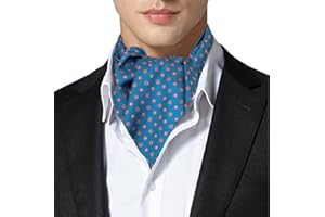 Remo Sartori - Foulard Uomo Ascot Doppia Pala in Seta Blu Petrolio a Pois, Made in Italy, Uomo