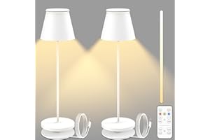 Onherm 2 Pezzi Lampade da Tavolo Senza Fili LED Dimmerabile con Telecomando, Lampada Touch da Comodino Ricaricabile con Timer, Base di Ricarica, Antracite, Luce 3000K Bianca Calda, per Interni Esterni