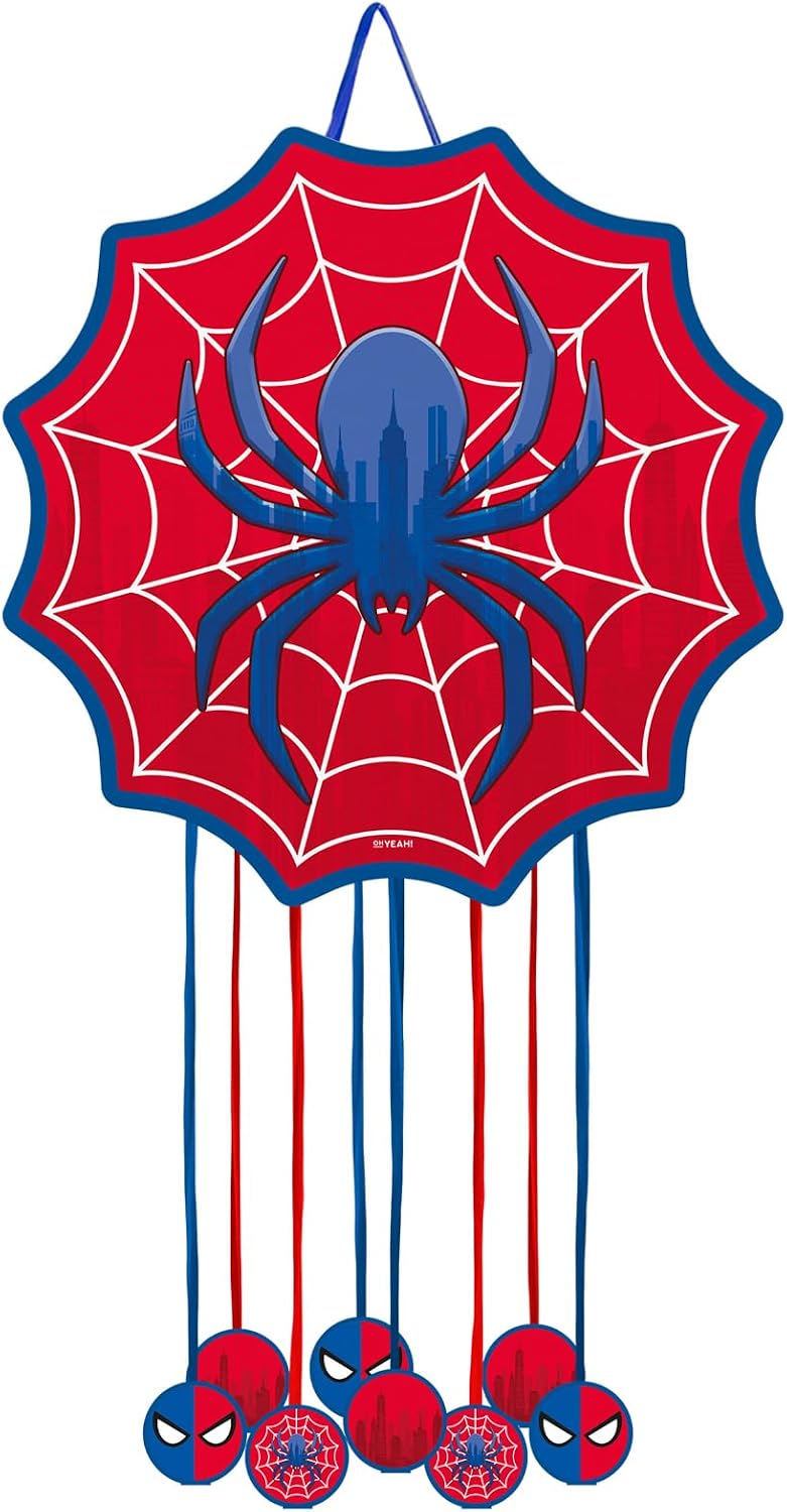 OH YEAH - Piñata de Cumpleaños Grande Spider 45 x 45 cm - Decoración Fiestas Infantiles Niño y Niña - Piñatas Grandes para Rellenar con Juguetes y chuches - FÁCIL DE RELLENAR