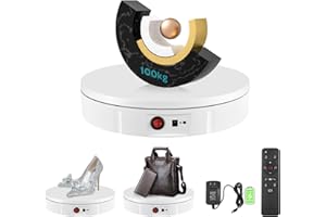 Drehteller Elektrisch, VAYOTOY Wiederaufladbarer Drehscheibe Elektrisch 100 kg Last 30 cm Durchmesser Elektrischer Drehteller mit Fernbedienung Einstellbare Geschwindigkeit Richtung für Fotografie