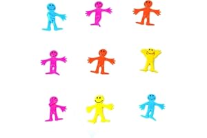SHATCHI 48Pk Multicolour Stretchy Men Party Bag Fillers for Kids Unisex | Strechy Man Yellow | Kids Party Bags Fillers for Kids | Smile Men Classroom Gifts Lucky Dip Prizes Toys Childrens Party Bag Fillers