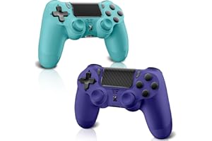 Quevati Wireless Controller for PS-4, Controller Wireless for PS-4/Pro/Slim/PC, Bluetooth Gamepad Joystick with Dual Vibration Touch Panel 3.5mm Audio Jack Six-Axis Upgraded Ergonomic (Blue+Purple)