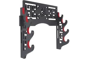 Cohki Support Mural PréSentoir De Porte-éPéE avec Feutre Rouge éPonge De Samouraï De Velours Katana Wakizashi PréSentoir-4 Tier Dragon