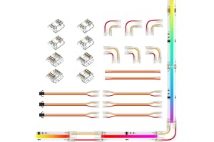 BTF-LIGHTING FCOB 3-stift 10 mm LED-remsanslutningssats L-formad kontakt dubbel kant med kabelkontakt remsa till SM uttagskon