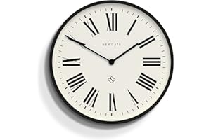 NEWGATE® Numer trzy włoski zegar ścienny - okrągły zegar - zegar kuchenny - zegary do salonu - zegar biurowy - współczesna obudowa - tarcza z cyframi rzymskimi - zegar stacji (czarny)