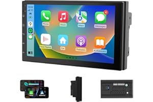 Haudio 7 Pouces Autoradio Bluetooth 2 DIN avec CarPlay & sans Fil Android Auto, HD Ecran Tactile avec Mirror Link/Vivavoce/GPS/Commande Vocale/AUX/FM Radio pour Tous Les Véhicules sans Caméra 2+32G