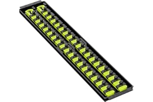 Ernst Manufacturing 19-Inch Socket Boss Premium 2-Rail, 3/8-Inch-Drive Socket Organizer, High-Visibility (8462HV)