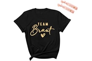 MATREEGLAM Brautjungfer Tshirt, Team Braut T-Shirt Damen, Baumwolle T-Shirts, Junggesellenabschied T-Shirt für Hochzeit Sommer Brautparty