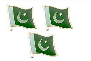 TANTO BADGES Set of 3 x Flag of Pakistan pin badges Pakistani Flag Badge