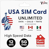 SIM USA Prepagata 30 Giorni - Dati Illimitati 5G E Chiamate