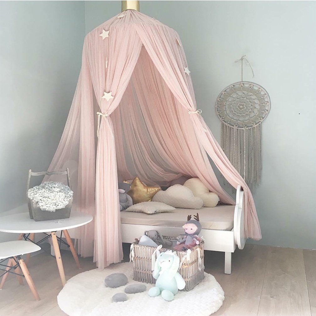 Uarter-Ciel-de-lit-Enfant-Dcoration-de-Chambre-Denfant-en-Forme-de-Dme-Fille-Garon-Maison-de-Jeux-Moustiquaire-pour-lit-Enfants-Rose