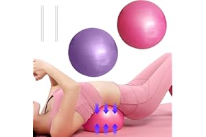 Simsky 2 Mini Pelotas de Pilates de 25 cm, Pelotas de Gimnasia Pequeñas de PVC Antiexplosión, Pelota de Yoga, Accesorios de Fitball Pilates para Ejercicios, Masajes, Equilibrio, con Tubo Inflable