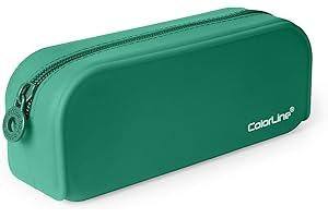 PRACTICOFFICE Colorline 58111 - Portatodo de Silicona con Tacto Ultra Soft de Alta Resistencia, Estuche Multiuso para Viaje, Material Escolar, Neceser y Accesorios. Color Verde Oscuro, Medidas 18 x 7 x 5 cm