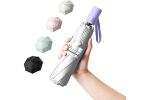 BAODINI Small UV Protection Travel Umbrella Compact for Rain and Sun UPF 50+ Windproof Portable 42 inch Umbrella for Women and Men