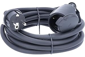 as - Schwabe 5 m H07RN-F 3G1,5 - pesante cavo di prolunga in gomma - per industria, cantieri e giardini - resistente agli spruzzi d'acqua IP44 - nero, 60372