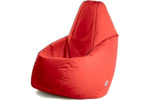 Avalon - Pouf Poltrona Sacco Grande L Jive, Puffo per Sedersi Ergonomico, Pouf a Sacco in Tessuto Antistrappo e Impermeabile, Comoda Poltrona a Sacco Moderna, Made in Italy(80x80x125cm-Rosso)