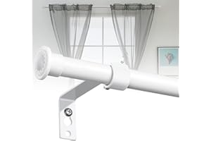 FLY HAWK Tringle Rideau, 71-236cm Tringle à Rideaux Extensible Ensemble avec Supports en Acier Inoxydable - 16mm de Diamètre Tringle à Rideaux Style Rustique Mat/Blanc Mat