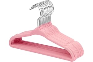 ‎MANGOTREE ManGotree Baby Samt Kleiderbügel für Säuglinge und Kleinkinder, 27,8cm Kinder Größe, 360 Grad Drehbar, Ultradünnes und Rutschfestes Design, 15 Stück (Rosa)