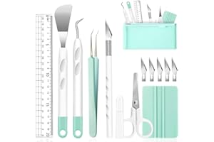 X SIM FITNESSX Plotter Zubehör Entgitterwerkzeug, Vinyl Jäten Werkzeuge DIY Bastelwerkzeug Set HTV, Cameos, Beschriftung, einschließlich Entgitterhaken Pinzette Spatel für Silhouette (13 Grün)