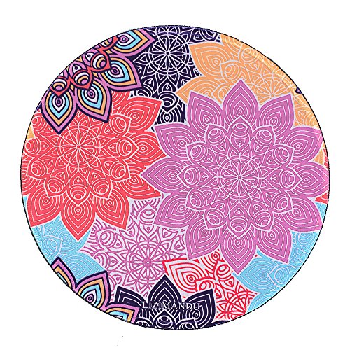 Gaming Mauspad(250 x 250 x 3 mm) ,Lizimandu Silent Designer Runde Round Mousemat /Standard Size mit Anti-Rutsch-Leder-Runde Double Sided Durchmesser 25 cm für alle gängigen Mouse-Typen(Bunte Klamotten/Colorful Gear)