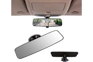XTAIQD Car Interior Rear View Mirror For Driving Test,Rear View Mirror,Universal Adjustable Car Interior Suction Cup Dipping Rear View Car Inside Mirrors For Car, Suv, Crv, Vans, Trucks (200 X 60mm)