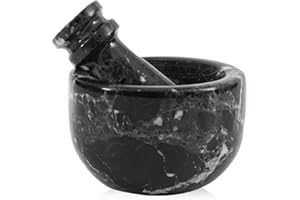 MARBLE RANGE Marble Mortar and Pestle Set 3 Inch Black Handmade Garlic Crusher & Herb Grinder Bowl Stone Mortar, Small Spice Grinder, Pestle and Mortar for Kitchen, Natural Marble Grinding Bowl