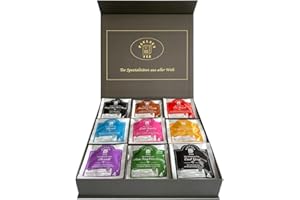 ‎PAULSEN TEE PURE TEA Exklusive Bio-Tee Geschenkbox mit Magnetverschluss mit Tee aus aller Welt 45 Pyramiden, einzeln kuvertiert