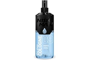 NISHMAN Aftershave Cologne 09 - Marine 400ml – Lozione Rinfrescante Dopo Barba per Uomini – Profumo di Sandalo, Bergamotto, Limone, Rosa & Giglio – Colonia Dopo Barba per Uomini
