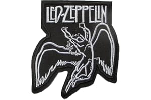 HOTRODSPIRIT patch led zeppelin ange noir et blanc 9x8 cm ecusson heavy metal hard rock