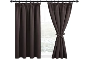 JuFang Vorhänge gardinen mit kräuselband verdunklungsvorhänge thermovorhang kälteschutz gardinen Wohnzimmer vorhänge Schlafzimmer Vorhang Braun 2er Set 137x117 cm(HöhexBreite)