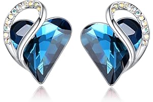Leafael Cuore d'amore infinito orecchini donna argento, Pietra di nascita orecchini da donna con cristalli curativi, Senza allergie gioielli donna, Regalo Donna con scatola regalo inclusa