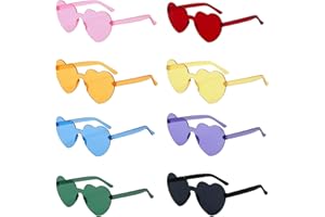 FUNUPUP 12 Paires Lunettes de Coeur Soleil pour Femmes, Lunettes de Fête Sans Bord pour Femme