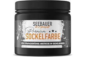 SEEBAUER diy Sockelfarbe Schwarz 300ML für Außen (No. 100 Black Pearl) Rissfüllende Spezialfarbe für Fassade, Sockel und Dach - Geeignet für Putz, Mauerwerk und Beton