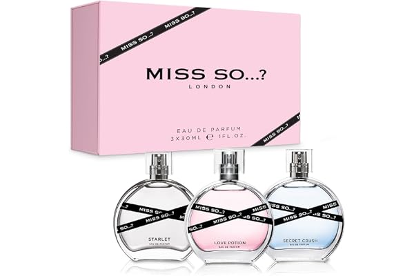 Coffret-cadeau de parfum pour femme Miss SO... Coffret de parfums féminins haut gamme, Starlet, Love Potion, Sugar Rush Eau De Parfum, parfums voyage pour filles (3 x 30ml)