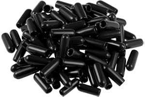 sourcing map 100pcs Rubber End Caps 4mm ID Vinyl Round Tube Bolt Cap Cover Screw Thread Protectors Black