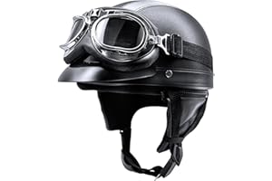 LPXPLP Moto Casque Jet Bol Vintage ECE Homologué Casque Moto Jet avec Lunettes pour Scooter Chopper Casque De Moto Homme Et Femme Helmets Pilot Retro, Demi-Casque D'Été B,54-62CM