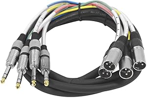 Seismic Audio - SAXT-4x10M - 4 Channel 1/4" TRS to XLR Male Snake Cable - 10 Feet Long - Serviceable Ends - Pro Audio Effects Snake for Live Live, Recording, Studios, and Gigs - Patch, Amp, Mixer,