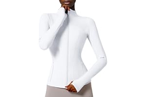 Locachy Sportjacke für Damen mit durchgehendem Reißverschluss, enge Passform, ideal für Jogging, Training und Workout, mit Taschen und Daumenlöchern