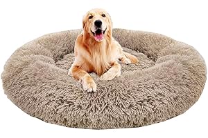 GDDO Premium Cama Ortopédica para Perros Grandes y Extragrandes, Donut Suave de Felpa Redonda, Sofá Con Parte Inferior Resistente al Agua, Cesta Lavable (100cm)