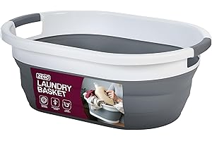 ZENO Collapsible Laundry Baskets | Foldable Laundry Basket | Wash Baskets for Laundry | Grey Pop Up Plastic Baskets | Folding Collapsible Basket for Clothes | Spacious Design & Easy To Carry