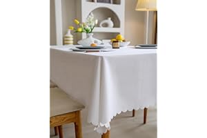 Fusehngre 51"x 94.5" Waterproof Rectangle Tablecloth Oil Spill Proof Wrinkle Resistant Table Cover Cotton 6-8 seats Table Cloth for Dining, Kitchen, 130 x 240 cm White