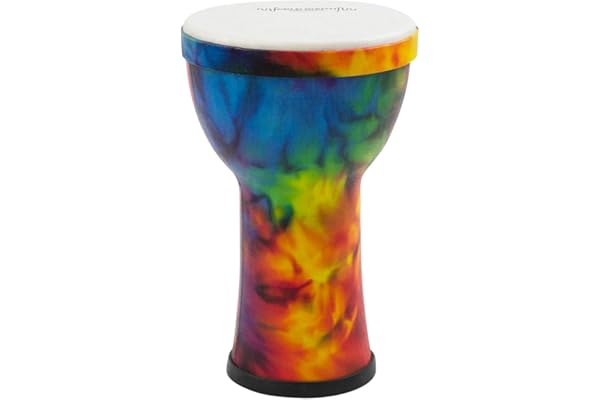 World Rhythm MDJ007-RD Djembé Synthétique 6" Pré-Accordé – Tambour à Main Léger et Résistant pour Écoles et Festivals – Arc-en-Ciel