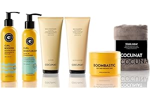 COCUNAT - Plan Nutrición y Volumen para Rizos - Nutre, Define, Fortalece, Hidrata y Define Rizos - Método Curly - Elimina Encrespamiento (Frizz) - Incluye Turbante Anti frizz