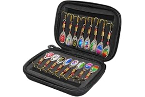 GCROET Kit Leurres de Pêche Spinner, Cuillère, Sac - Set à Palan pour Truite, Basse, Saumon, Doré, Jaune, Brochet, Perche - Accessoires Rotating 16pcs