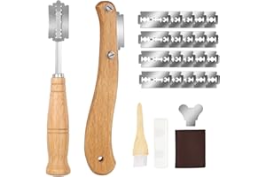 GNRYQ Taglierino per Pane Lama per Pane Coltello da Panettiere Bread Lame con 20 Lamettes in Acciaio Inossidabile per Cuocere Intagliare Modelli di Pane Crudo con Spazzola per Pane e Custodia Protettiva