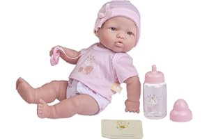 JC Toys- Muñeca La Newborn recién Nacida 30 cm, de Vinilo Suave, Incluye 6 Accesorios, Rosa, Ideal para Jugar, diseñada en España por Berenguer, +2 años