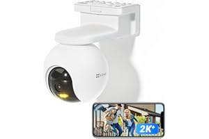 EZVIZ HB8 2K+ Caméra Surveillance WiFi Extérieure sans Fil, Batterie 10400mAh, Stockage Intégré 32GB eMMC, Suivi Intelligent, Détection Humaine, Vision Nocturne Couleur, Audio Bidirectionnel, Sirène