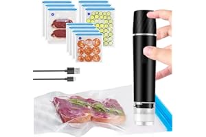VOAKZEF Handheld Vacuum Food Sealer,Portable Food Vacuum Sealer Machine,Rechargeable Mini Electric Vacuum Sealer with 10 Pcs Reusable Vacuum Sealer Bags,for Food Preservation and Storage