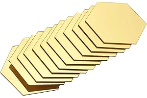 XINLIE Miroir Sticker Mural Auto-Adhésif Doré Acrylique Géométrique Hexagonal 3D pour Salon Chambre Maison Décoration - 24 Pièces