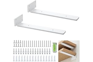 BATONCA Soporte Estanteria Pared 2 Soportes De Pared Para Estantes, Soportes De Estante Blancos, Soportes En L De Metal Resistente Para Montaje En Pared (Blanco, 25 Cm/10 Pulgadas)
